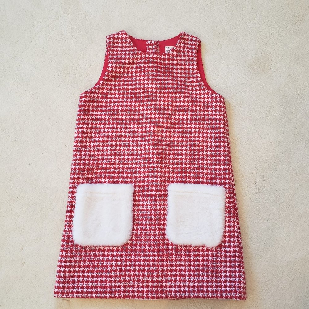 Hatley Holiday Herringbone Dress Red and White size 7